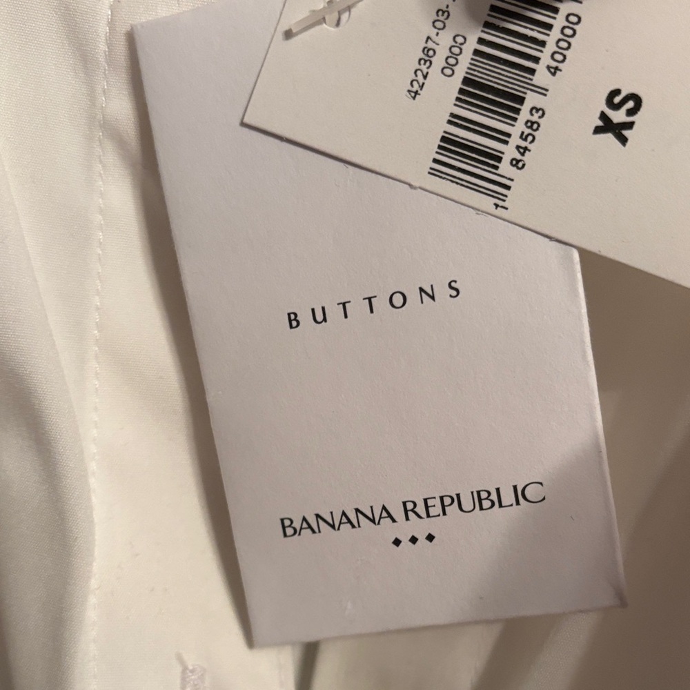 Banana Republic classic poplin white button down shirt size XS NWT - Picture 4 of 9